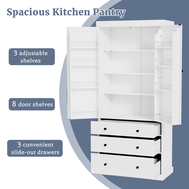 Merax Freestanding Tall Cupboard Storage Cabinet