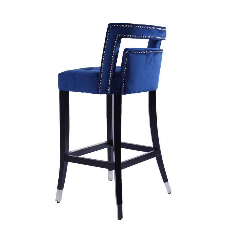 Suede Velvet Barstool With Nailheads Living Room Chair 2 PCS Set - 30 Inch Seater Height