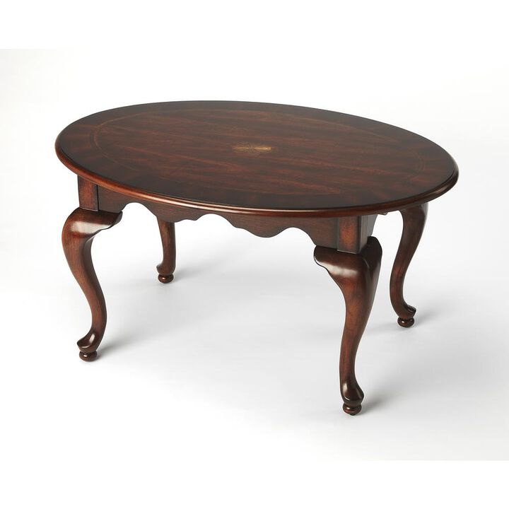Butler Specialty Company Grace Oval 4 Legs Coffee Table, Dark Brown