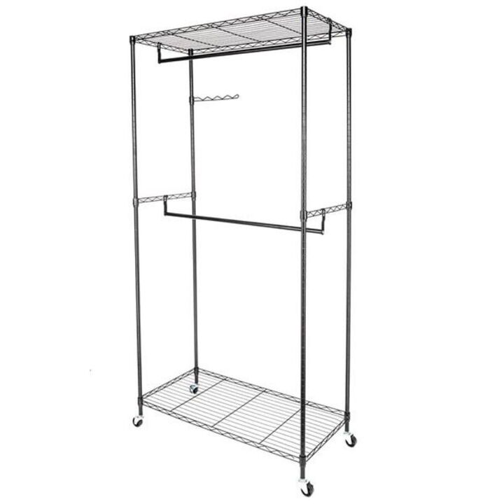 Heavy-Duty Closet Organizer Garment Rack with Clothes Hangers & Home Shelf for Storage