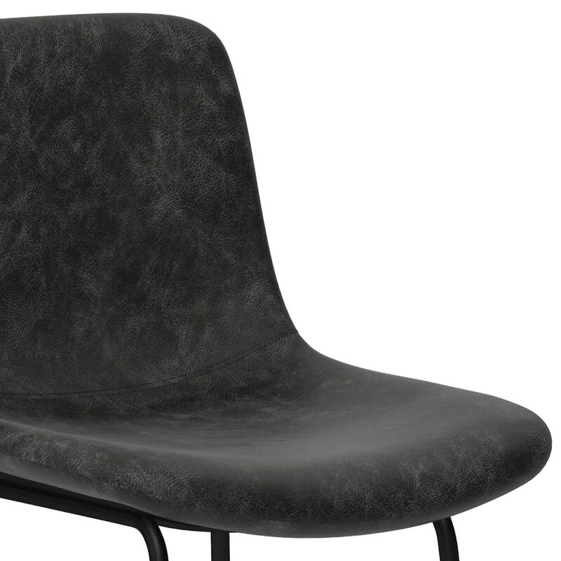 Simpli Home Jolie Bar Stool (Set Of 2) In Distressed Charcoal Grey Vegan Faux Leather