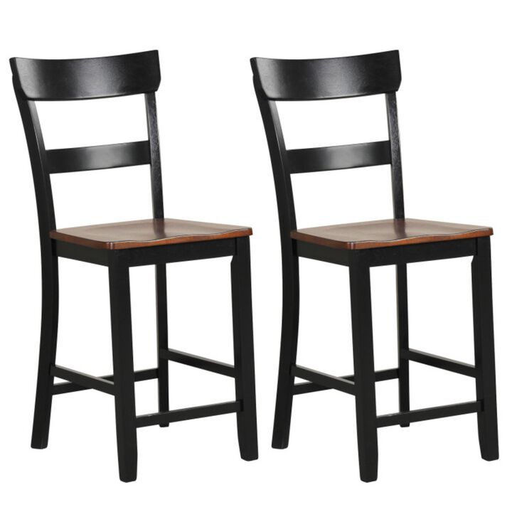 Hivvago Farmhouse Dining Bar Stool Set of 2 with Solid Rubber Wood Frame