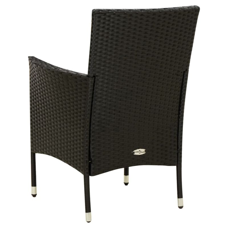 vidaXL Patio Chairs with Cushions 2 pcs Poly Rattan Black