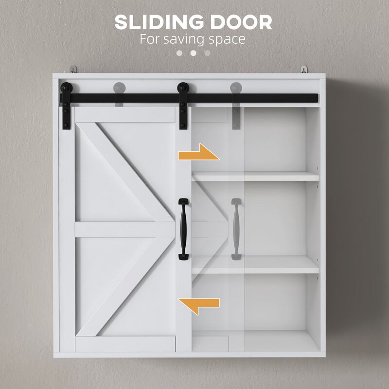 White Wall-Mount Medicine Cabinet: Space-Saving, Sliding Door