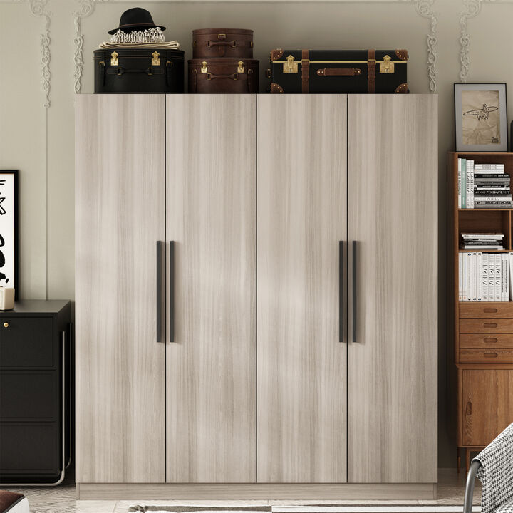 FUFU&GAGA 4-Door White Wardrobe Closet with Ample Storage and Elegant Design (63" W x 19.7" D x 70.9" H ) ,White