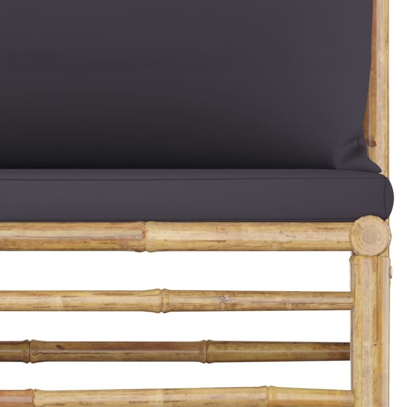 vidaXL 5 Piece Garden Lounge Set with Dark Gray Cushions Bamboo