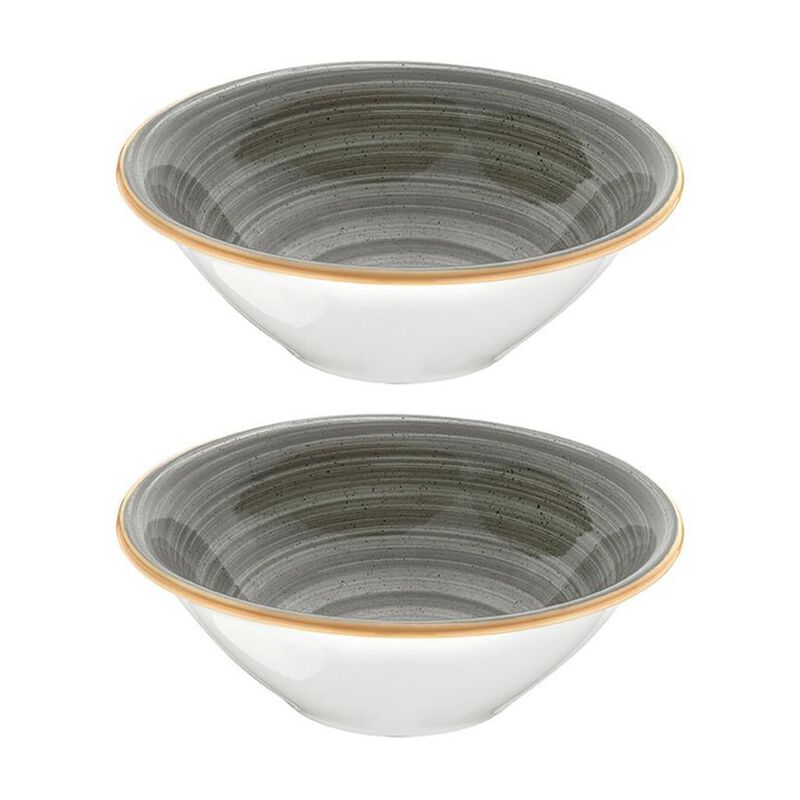 Space dia.8" h:2.5" 30 oz. Round Grey Porcelain Bowl (Set of 2)