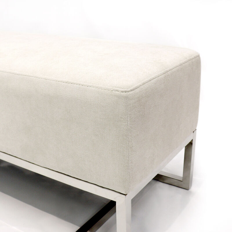 Pasargad Home Luxe Upholstered Bench, Ivory