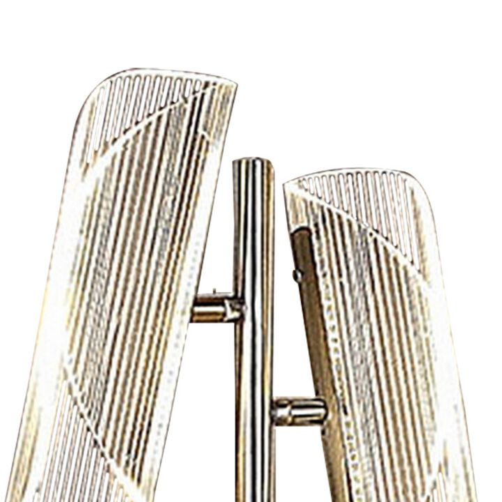 Spark 23 Inch Table Lamp with Metal Base and 2 Geometric Shades, Gold - Benzara
