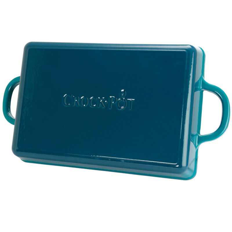 Crock Pot Artisan 13 in. Enameled Cast Iron Lasagna Pan in Teal Ombre