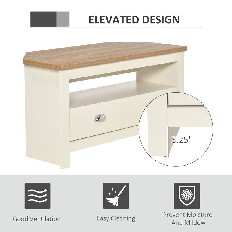 White TV Corner: Entertainment Center for 50" TV with Storage
