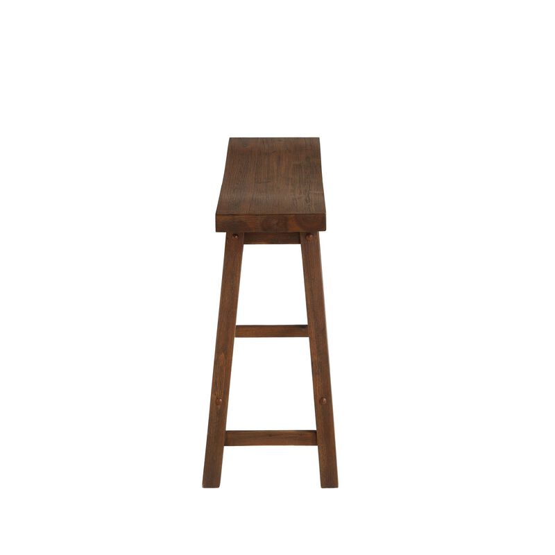 Saddle Design Wooden Bench with Grain Details, Brown-Benzara