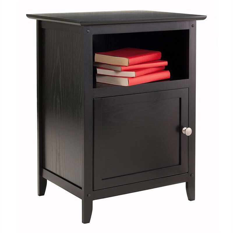 Hivvago Black Shaker Style End Table Nighstand with Shelf