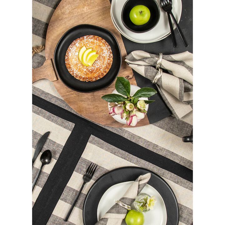 Solino Home 100% Pure Linen Table Runner | Cabana Stripe for Thanksgiving, Christmas