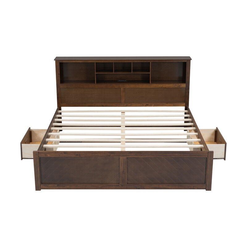 Merax Wood Platform Bed with Multi-storage Headboard