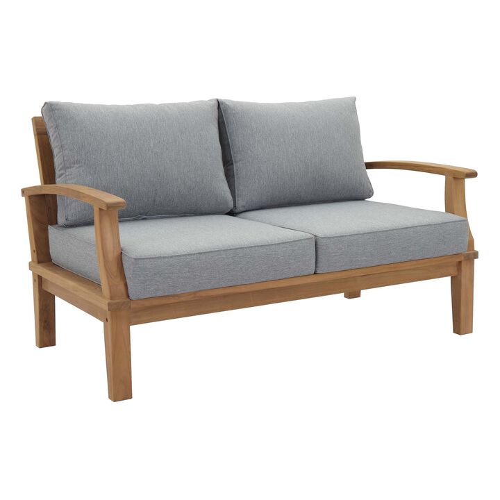 Modway - Marina Outdoor Patio Teak Loveseat Natural White