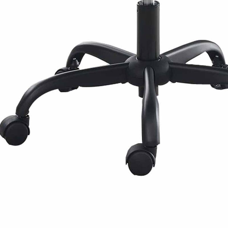 Rue 27 Inch Ergonomic Office Chair, Faux Leather Swivel Seat, Black, Blue-Benzara