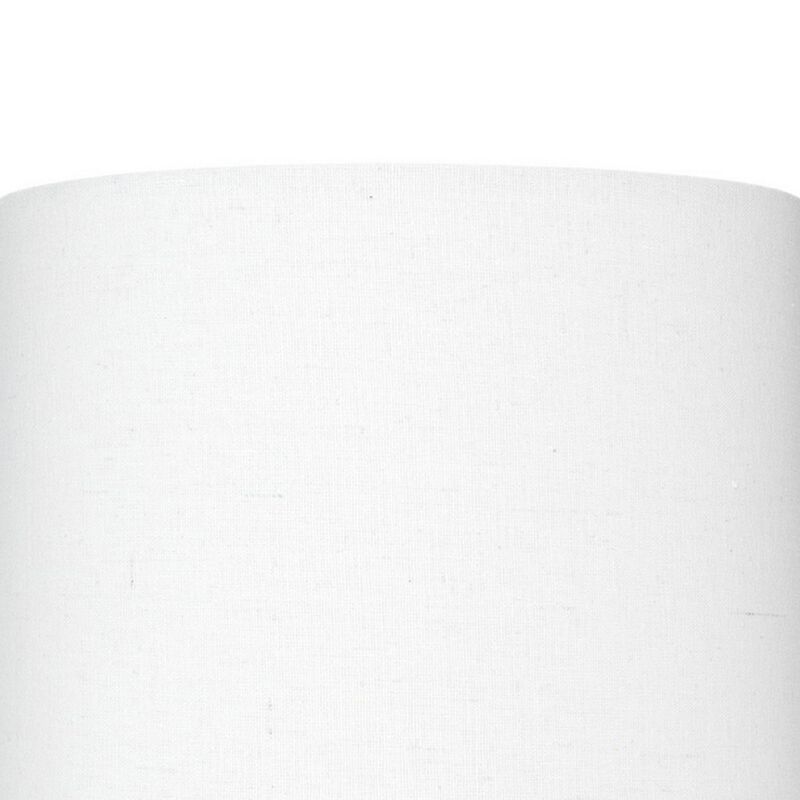 Table Lamp with Floral Pattern Ceramic Base, White-Benzara