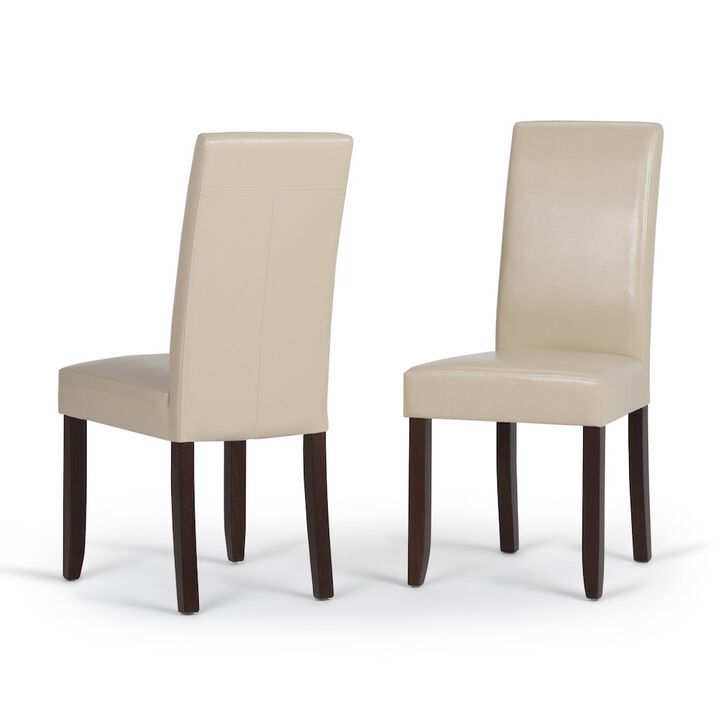 Simpli Home Acadian Solid Wood Parson Dining Chair (Set Of 2) In Satin Cream