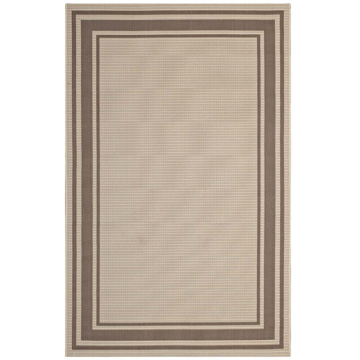 Rim Solid Border 8x10 Indoor and Outdoor Area Rug - Light and Dark Beige