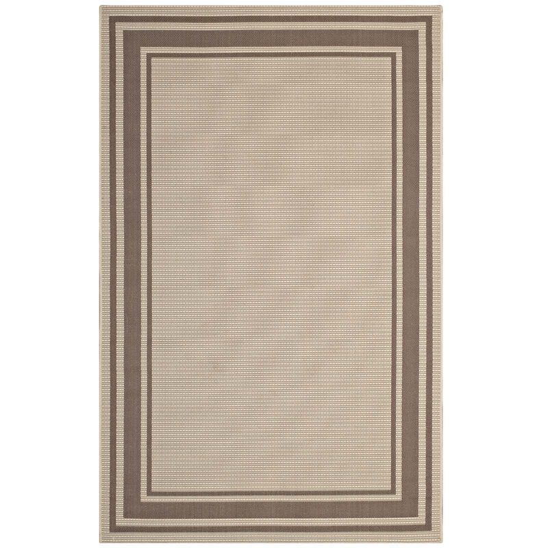 Rim Solid Border 8x10 Indoor and Outdoor Area Rug - Light and Dark Beige