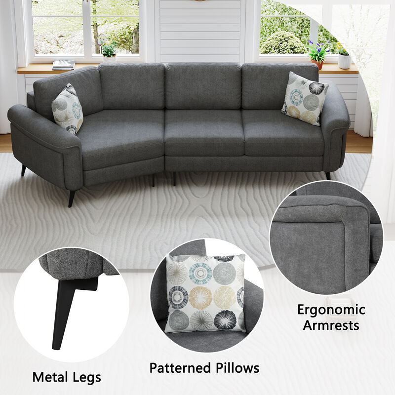 Merax Upholstered 3-seater Sofa Curved Sofa Couch