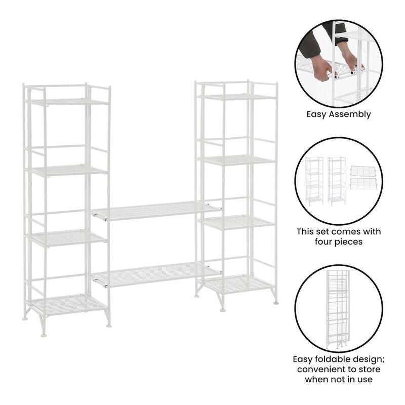 Convenience Concepts Xtra Storage 4 Tier Folding Metal Shelves with Set of 2 Extension Shelves
