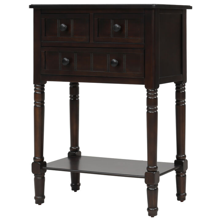 23.7 in. Rectangle Wood Console Table with 3 Drawers