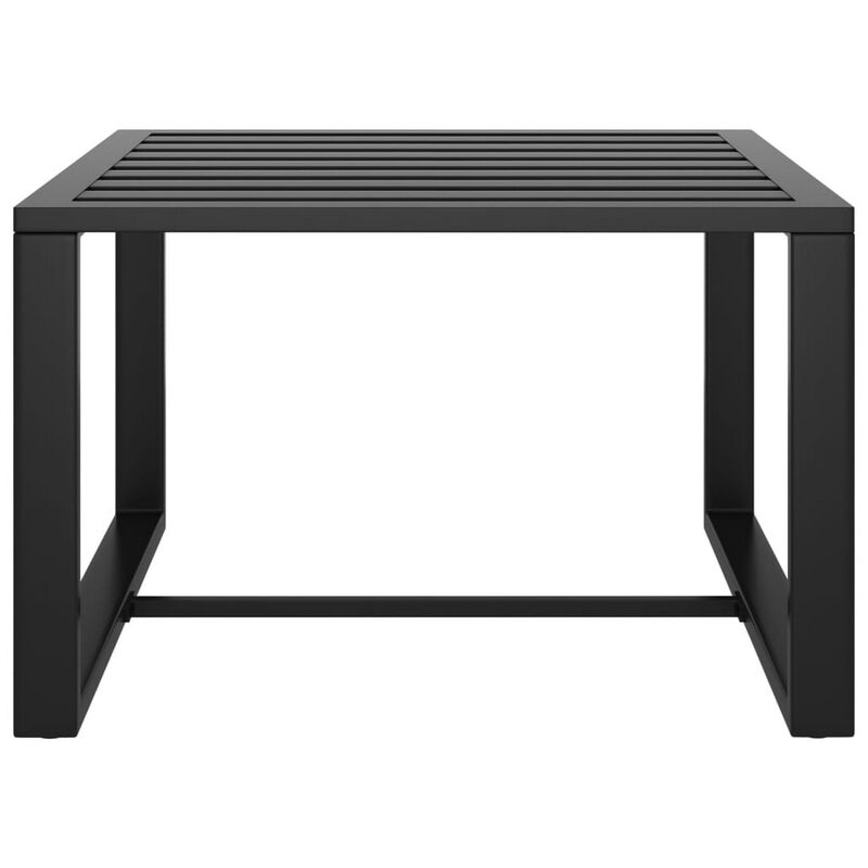 Outdoor Coffee Table with 24 Inch Slatted Top, Dark Gray Aluminum  - Benzara