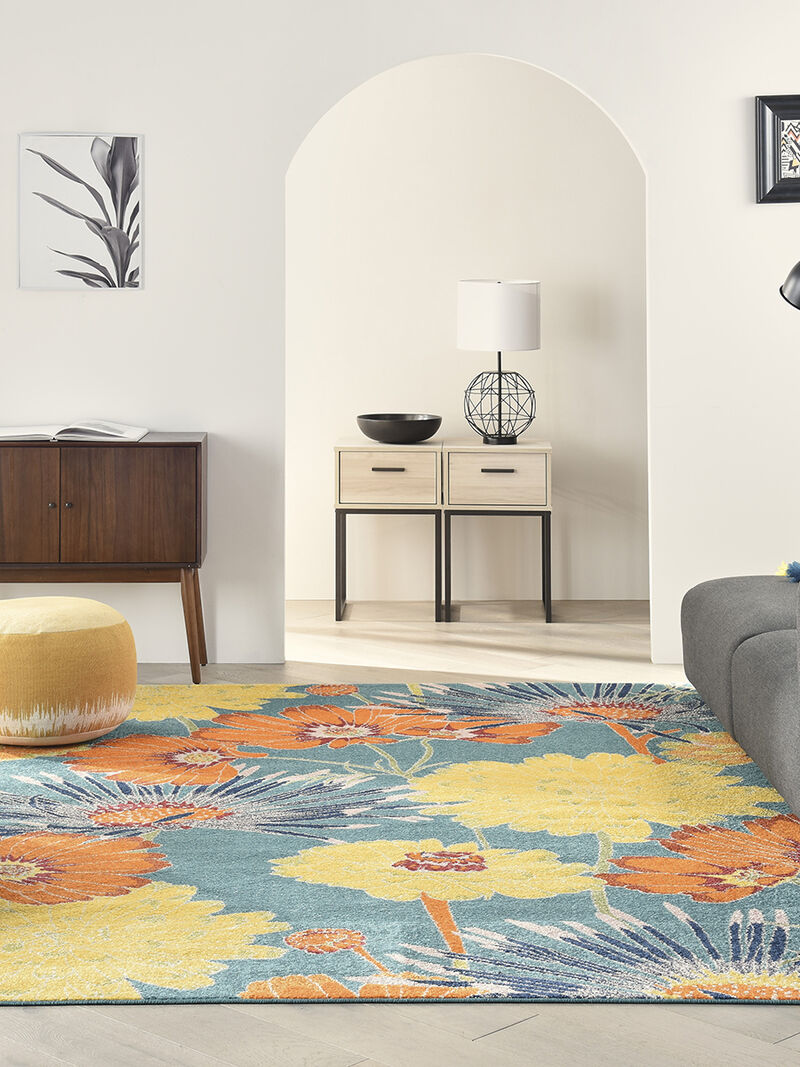 Allur ALR06 Turquoise/Multicolor 9' x 12' Rug