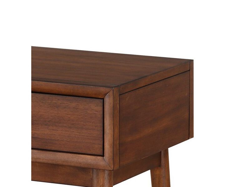 1 Drawer Wooden End Table with Splayed Legs, Walnut Brown-Benzara