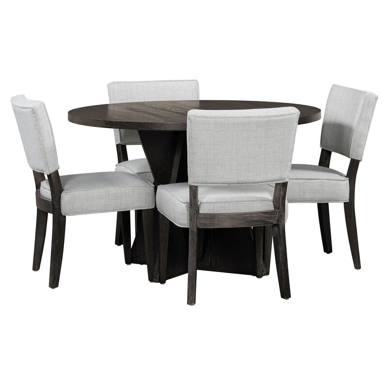 Merax Retro 5-Piece Round Dining Table Chairs Set