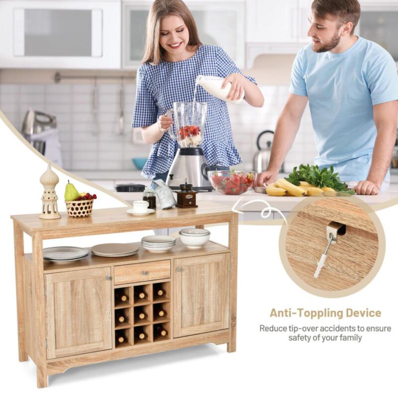 Hivvago Server Buffet Sideboard With Wine Rack and Open Shelf