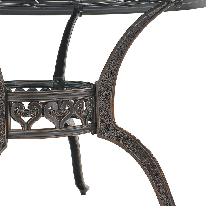 Mondawe Durable Cast Aluminum Outdoor Table with Umbrella Hole Rust-Proof and Weather-Resistant