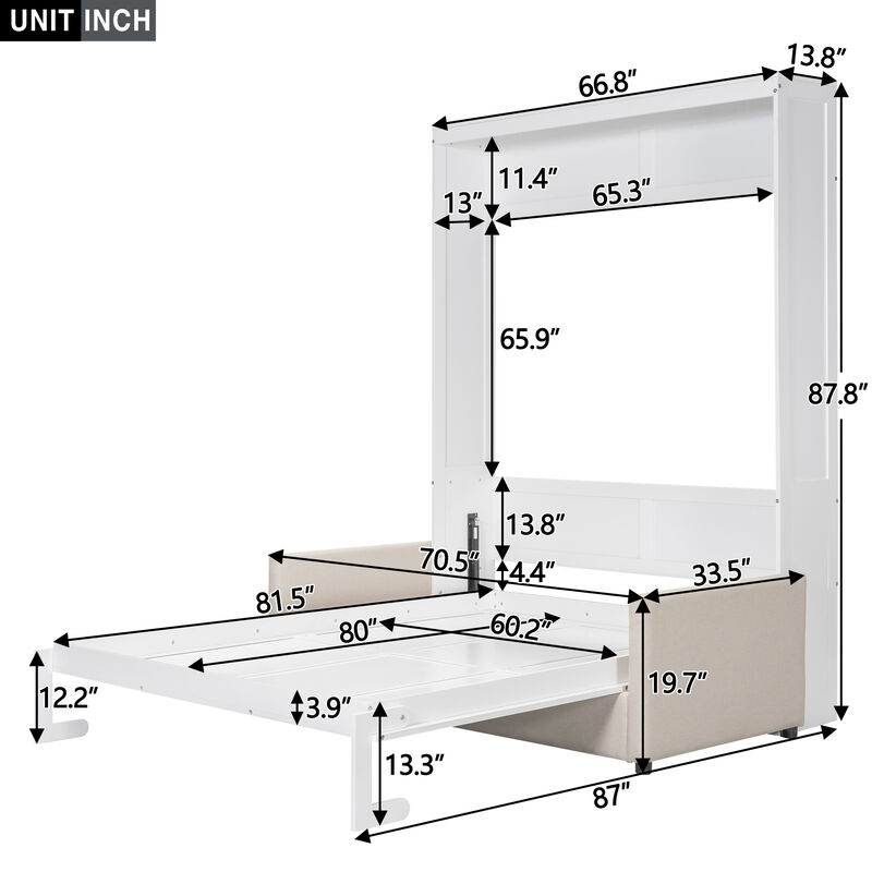 Merax Murphy Bed Cabinet Wall Bed with Cushion
