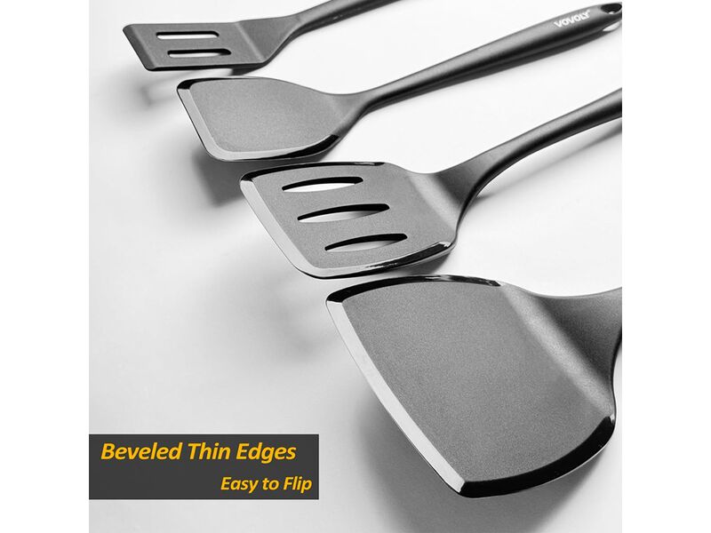 Vovoly Silicone Pancake Spatula Turner with Lengthened Handle& Seamless Design