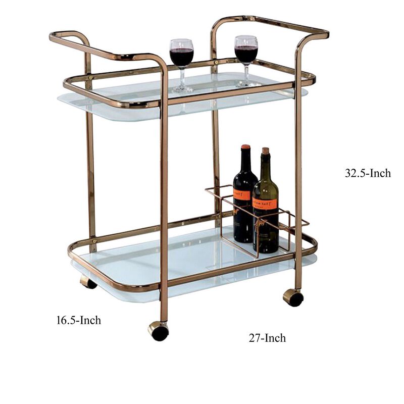 Tiana Contemporary Serving Cart In Champagne Finish - Benzara