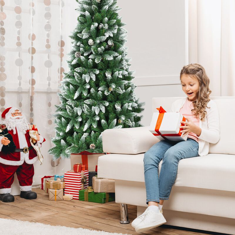 6Feet Artificial Pencil Christmas Tree with Pine Cones