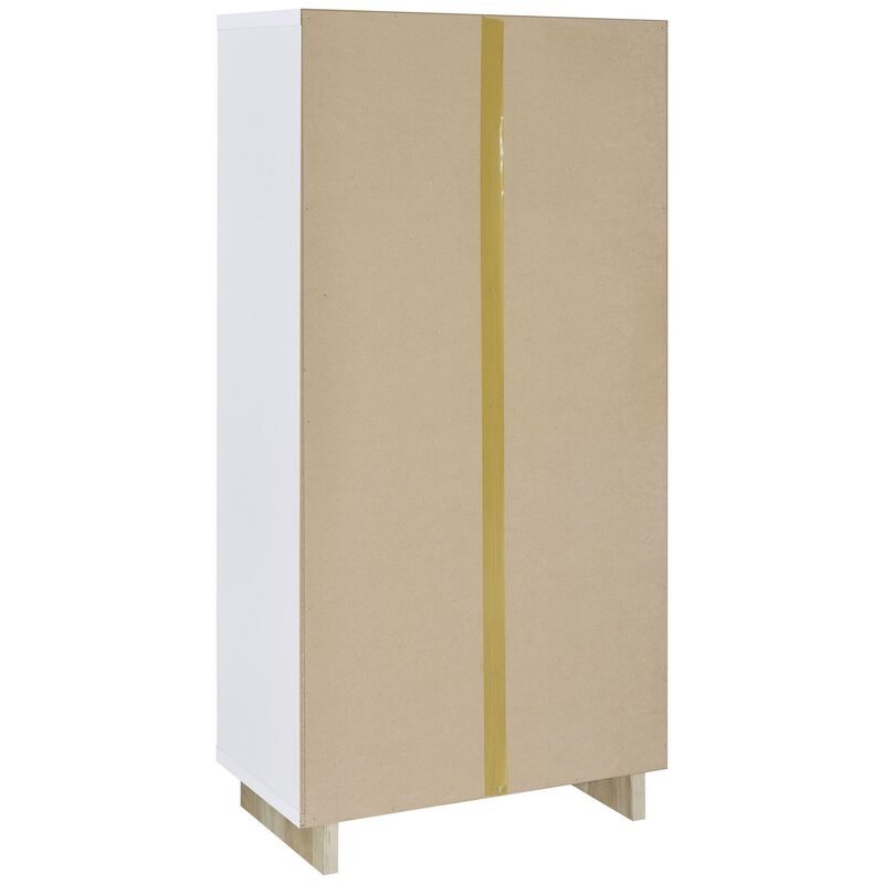 Aton Bookcase, Multiple Shelves and Compartments, Distressed White - Benzara
