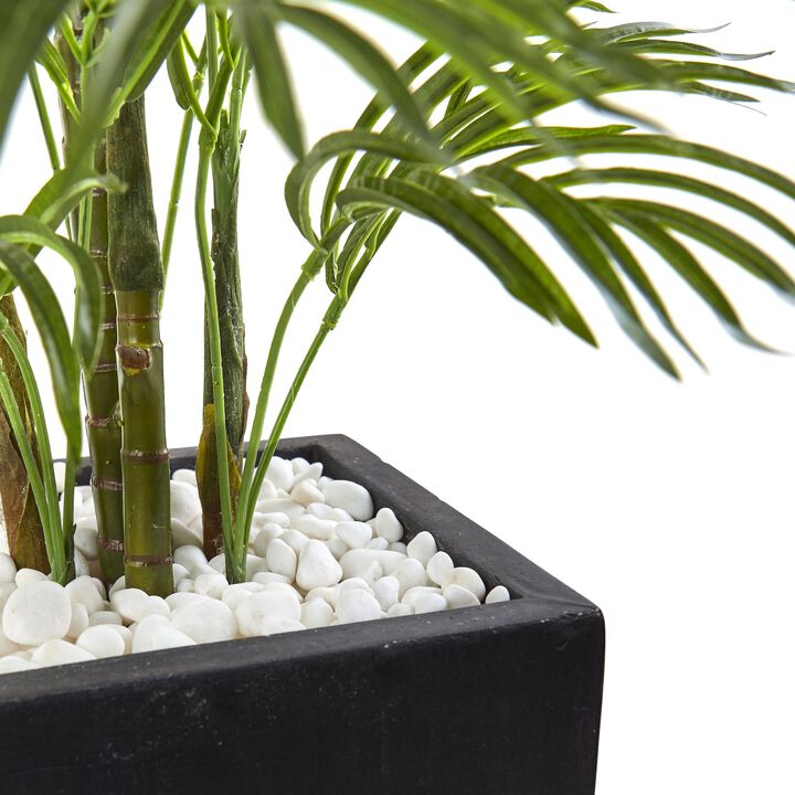 Hivvago 4.5 Feet Areca Palm Tree with Black Wash Planter UV Resistant (Indoor/Outdoor)