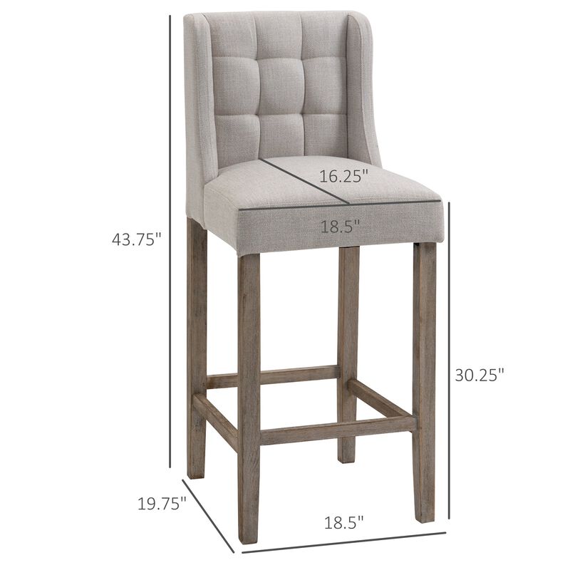 Beige Kitchen Stools: Set of 2 Modern Tufted Bar Chairs