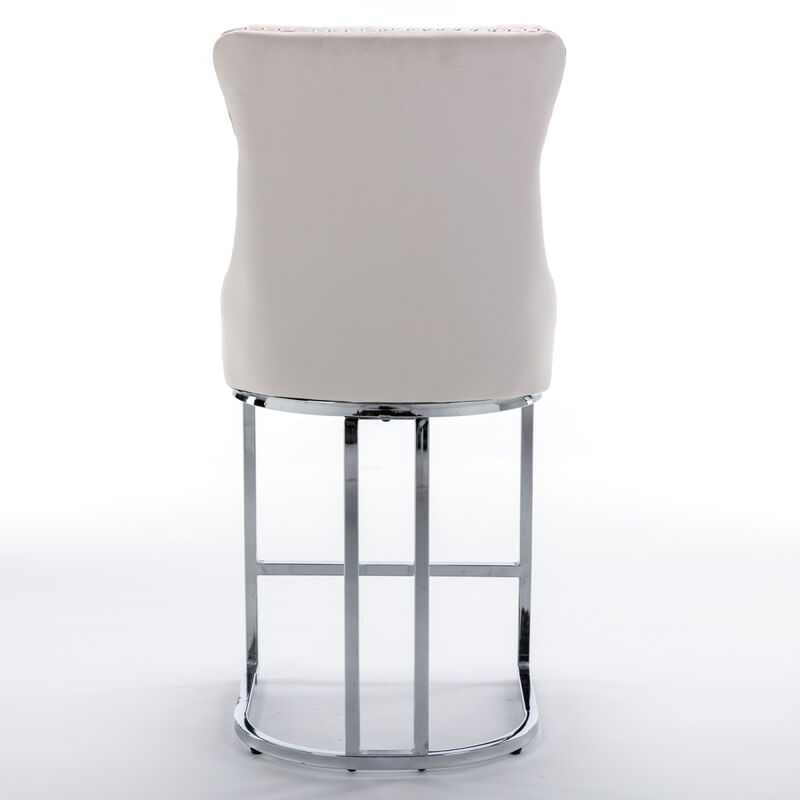2-Pack Modern Velvet Bar Stools with Metal Legs