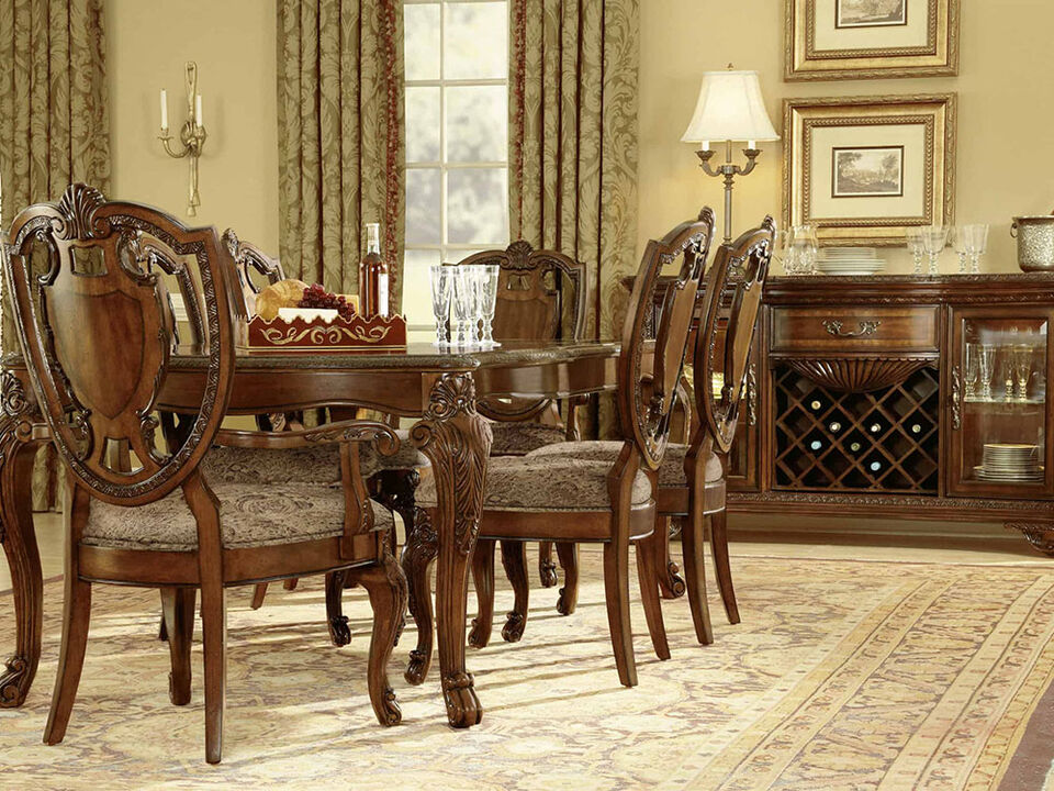 Old World Shield Back Arm Chair with Fabric Seat (Set of 2)