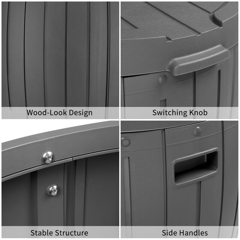 Thickened 36-Gallon Round Deck Box for Outdoor Storage & Organization