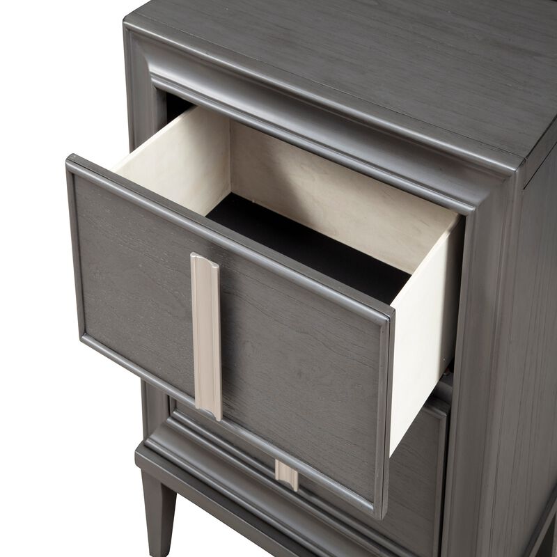 Lorraine 2 Drawer Nightstand, Dark Grey