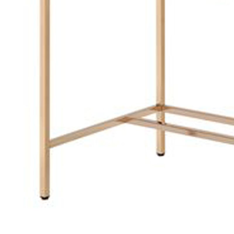 Writing Desk with USB Dock and Metal Legs, Sky Blue and Gold-Benzara