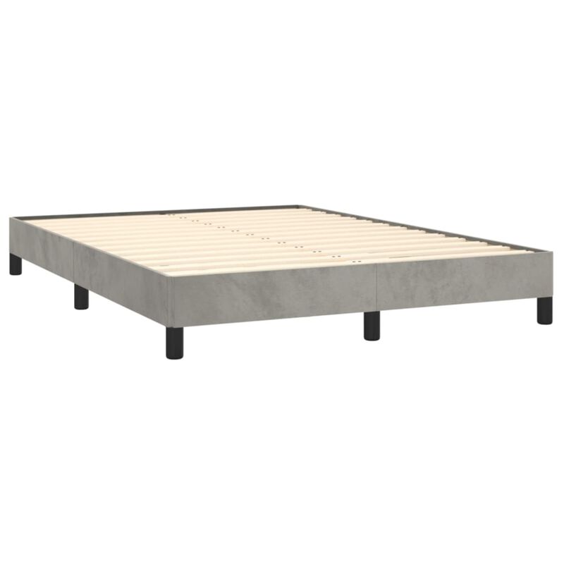 vidaXL Queen Size Bed Frame in Light Gray Velvet with Engineered Wood Construction and Plywood Support - Suitable for Mattresses 59.8"x79.9"