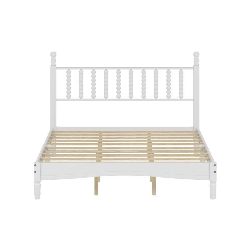 Merax Wood Retro Platform Bed with Gourd Shaped Headboard