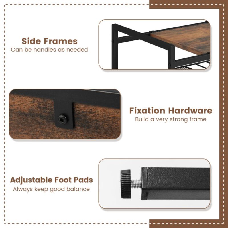 Hivvago Industrial Entryway Table with Removable Panel and Mesh Shelf