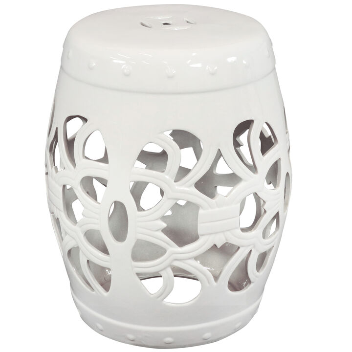 Sunnydaze 18" Modern Knotted Quatrefoil Ceramic Garden Stool